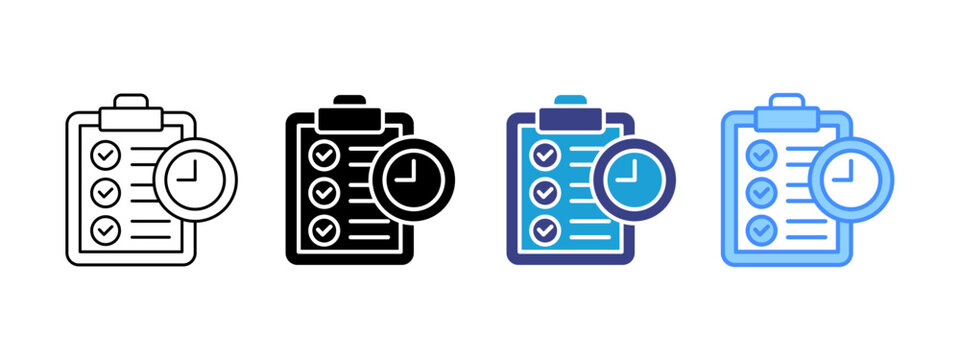 Planning icon set multiple style collection