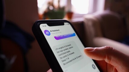 Man asks artificial intelligence for advice on training, mobile app