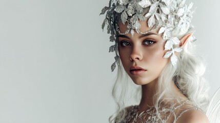 Enchanting fairy portrait fantasy realm digital art ethereal setting close-up view magical concept