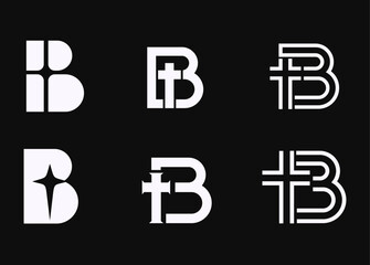 Modern Letter B Logo Designs with Christian Cross and Star Symbols for Branding