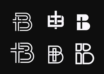 Modern Abstract B Letter and Cross Logo Design Set