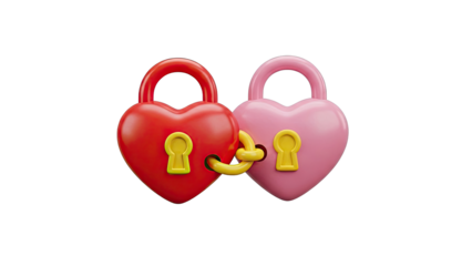 Two Heart-Shaped Padlocks Linked Together
