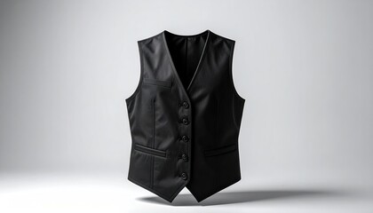 Elegant Black Vest on White Background for Formal Occasions.