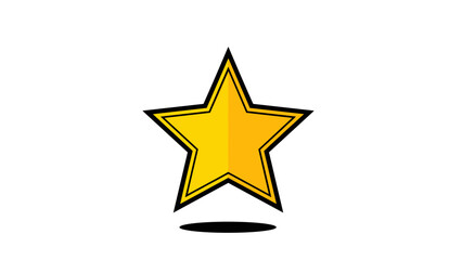 Golden Star with Black Outline and Shadow A Symbol of Achievement.