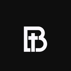 Christian Cross and Letter B Modern Minimalist Logo Design in White on Black