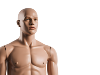 Male mannequin torso on white isolated on transparent background