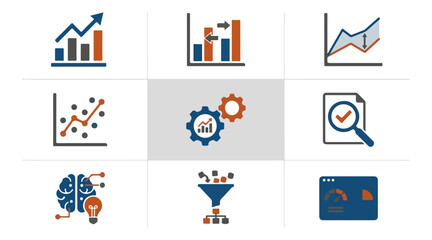 Abstract graphic illustrations of business analytics and data visualization