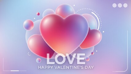 Valentines Day background with red hearts and golden glitter
