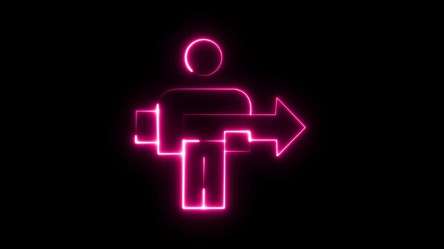 Glowing Switch user people arrow icon motion, neon sign, people, run, signs, switch, symbol, technology, user.