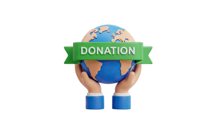 Hands Holding Earth with Donation Ribbon