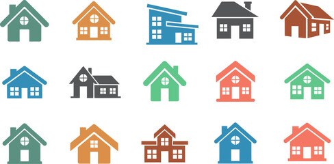 House Icon Set Home Symbol For Real Estate Objects Logo App Website Housing Outline Stroke And Silhouette Sign Transparent Png And Illustration