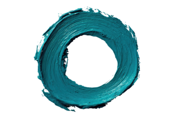 Teal paint swirl with central void on black