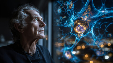 Alzheimer's disease, 3D illustration showing hippocampus degeneration and close-up of damaged neurons with plaques and tangles.