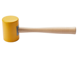 Yellow mallet with wooden handle on black hammer isolated on a transparent background