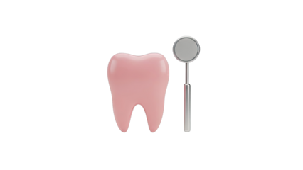 Pink Tooth and Dental Mirror Icon