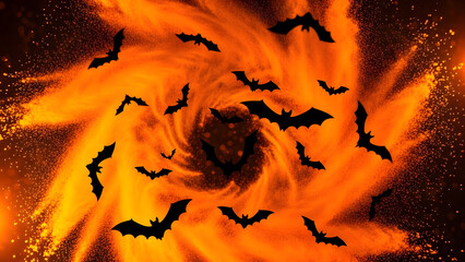 Silhouettes Bats Flying Through Burst