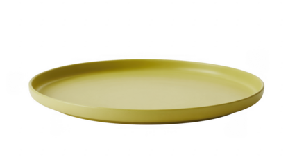 Yellow shallow dish or plate yellow plate round plate isolated on a transparent background