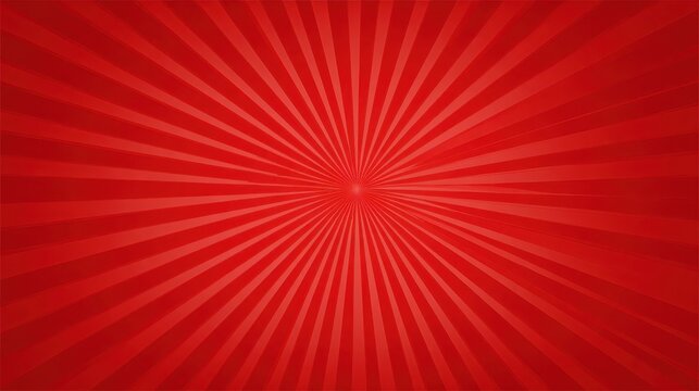 Red sunburst background features bold radial rays and a central starburst pattern, ideal for advertising, promotions, retro design, and creating impactful visual effects