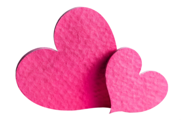 Red and pink hearts on white background for Valentine celebration