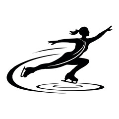 Figure Skating Silhouette Vector &ndash; Elegant Ice Skater in Motion