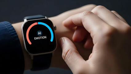 Close up of a modern smartwatch displaying a vibrant health and fitness tracking interface on a person s wrist