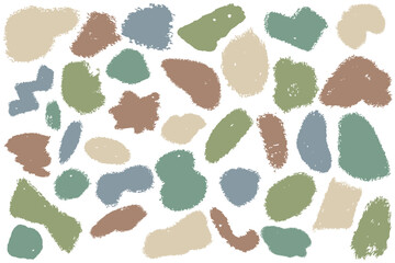 幼稚園・保育園向け クレヨンタッチのベタ塗りあしらい素材セット｜ナチュラルで落ち着いたカラー
Natural Crayon Style Solid Shape Decoration Set for Kindergarten