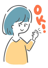 オッケーする女性　手書き風