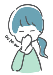 あくびをする女性　手描き風