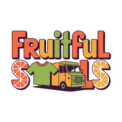 Fruitful Truck Logo  Colorful Fresh Fruit Delivery Illustration