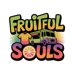 Fruitful Truck Logo  Colorful Fresh Fruit Delivery Illustration