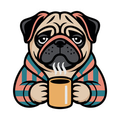 Happy Dog Holding a Bone Illustration