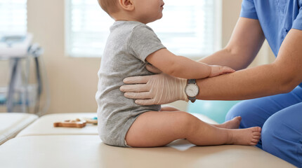 Obraz premium Trusted Pediatrician Examining Infant's Torso During Developmental Checkup