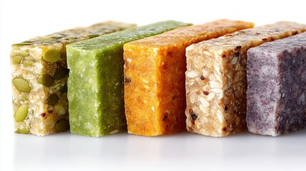 Dynamic row of varied size and color bars visually appealing arrangement showcasing diverse vertical bars varying in color and height