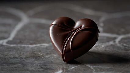 Broken heart shaped chocolate on marble surface, symbolizing heartbreak, separation, and emotional pain during Valentine season.