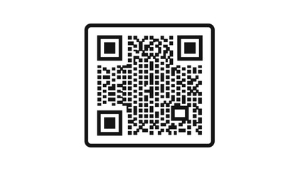 Black QR Code on White Background.