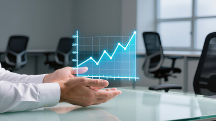 businessman showing graph