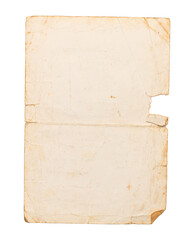 Old paper, grunge vintage design, torn and wrinkled for graphic design, png isolated on transparent background