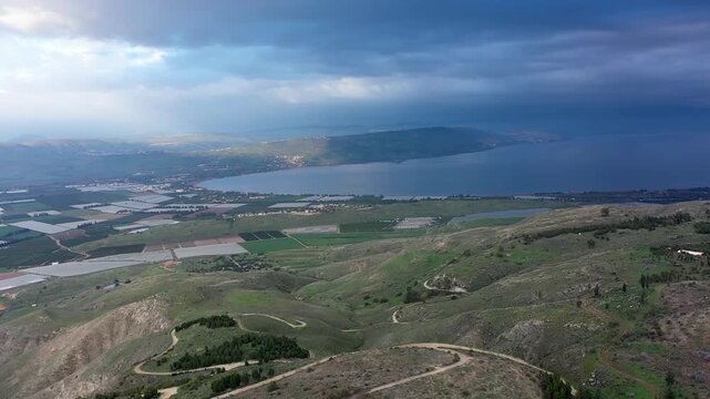 Aerial Mevo Hama Overlooking Sea Of Galilee Israel

Drone footage shows Mevo Hama hills overlooking Sea of Galilee dramatic weather Israel 3 January 2026
