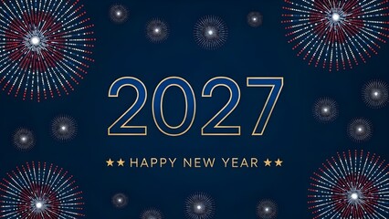 Vibrant Happy New Year 2027 celebration with fireworks