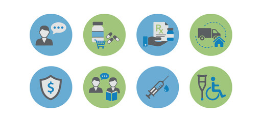 Medical healthcare icons set illustrating services