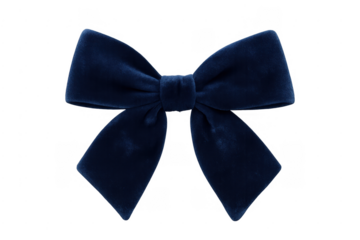 Navy blue velvet velvet bow isolated on transparent background