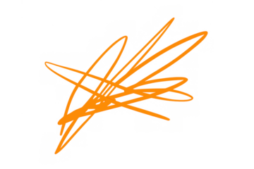 Orange abstract scribble line expressing chaos, creativity, and expressive art drawn by hand