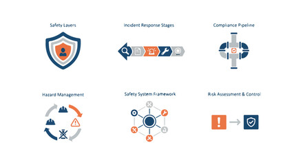 Security icons set protection strategy analysis warning