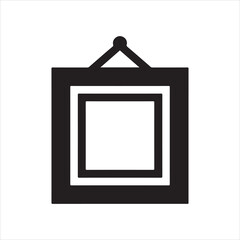 Hanging picture frame icon design black vector illustration in a minimalist style for modern interior design presentations