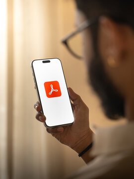 Adobe Acrobat Reader logo is displayed on the screen of a smartphone, in Bangalore, India, on January 06, 2026