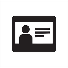 Identification Card Icon Symbolizing Personal Information Security and Access Control for Corporate Use Badge Black and White Illustration