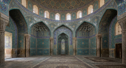 Interior of building with traditional Iranian architecture

