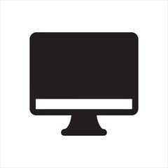 Minimalist Black and White Computer Monitor Icon Illustrating Technology and Digital Interface for Modern Design Applications and Presentations