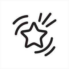 Simple Star Icon with Motion Lines and Sparkles on White Background for Design Element