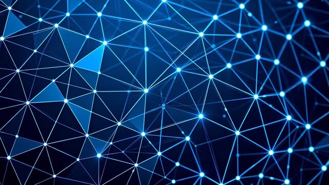 Abstract network of glowing nodes and lines